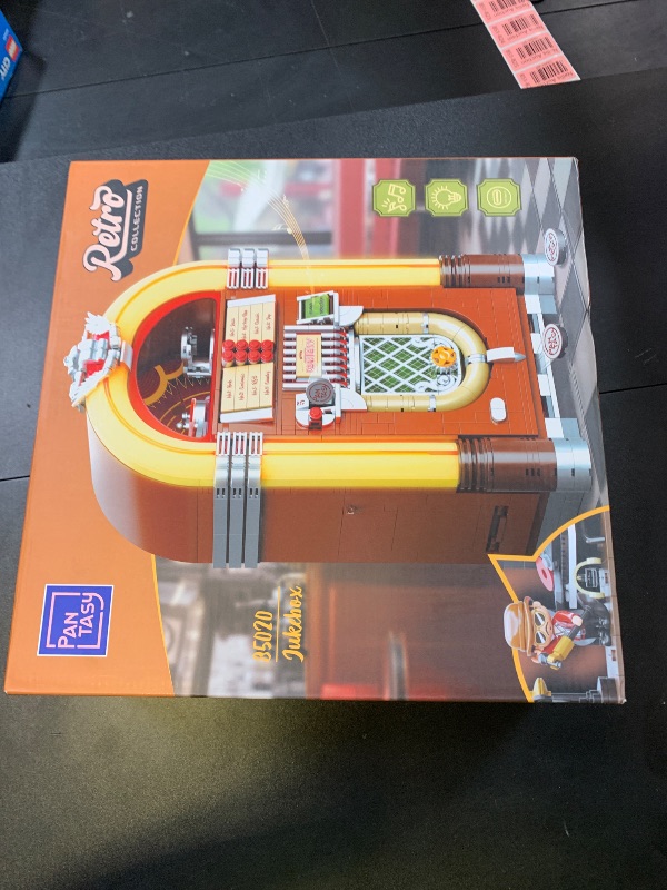 Photo 1 of PANTASY Retro Jukebox Building Kit with Coin & Sound Function, Mechanical Music Box Model with Acrylic Records, Recording Studio & Minifigure, Collectible Construction Toy Gift for Adults and Teens