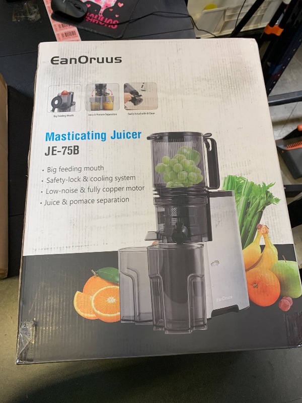 Photo 1 of Cold Press Juicer, 5.8" Wide Feed Chute Juice Extractor Machine with 400W, High Juice Yield, Slow Masticating Juicer for Whole Vegetables & Fruits, Metallic Silver