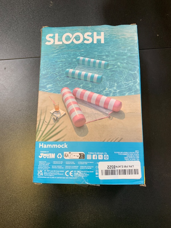 Photo 1 of SLOOSH 2 Packs Strip Type Hammock Pool Floats Adults, 4-in-1 Multi-Purpose Inflatable Pool Floats PVC Water Hammock Lounge Floaties (Aquablue, Pink)