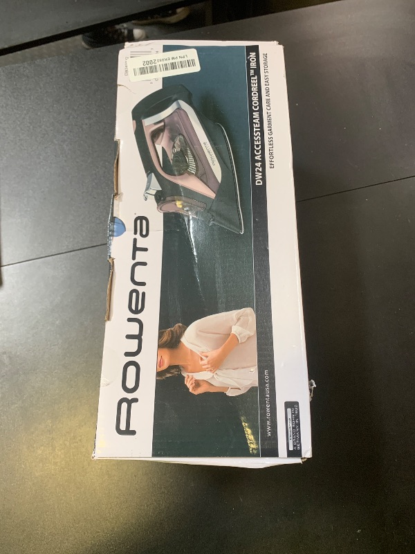 Photo 1 of Rowenta Access Stainless Steel Soleplate Steam Iron with Retractable Cord, Powerful Steam Diffusion, Auto-off and Anti-Drip, 1725 Watts, Black Clothes Iron, DW2459