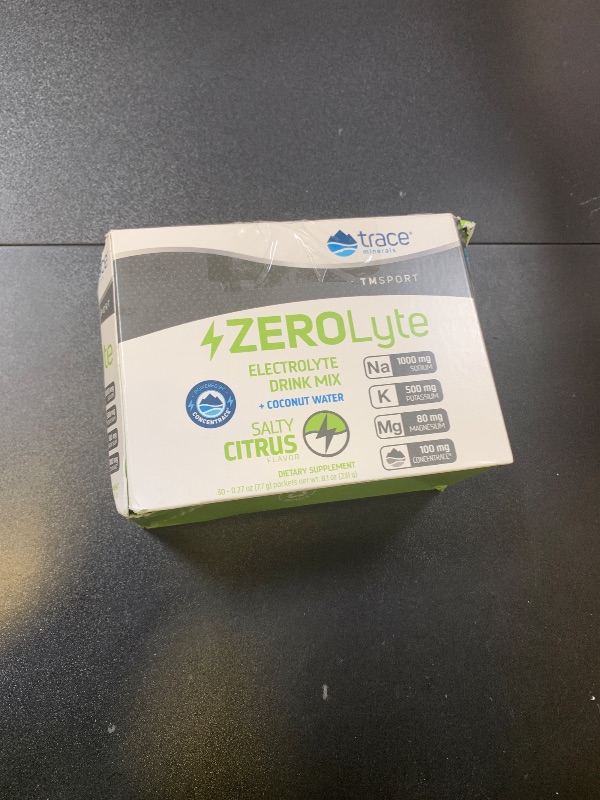 Photo 1 of Trace Minerals ZeroLyte - Sodium & Electrolyte Replenishment - Energy & Hydration Support Drink Powder - Nerve & Muscle Function Support - Salty Citrus, 30 Packets (30 Servings)