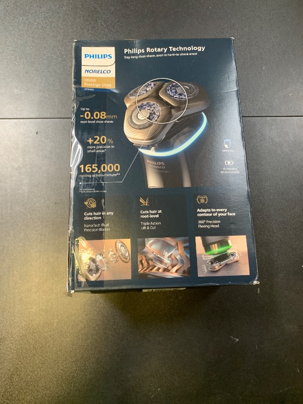 Photo 1 of Philips Norelco Shaver i9000 Prestige Ultra, Wet & Dry Electric Shaver, White Gold, SenseIQ Pro Technology, Triple Lift & Cut System, 360 Rotating NanoTech Precision Blades, Beard Styler, XP9403/88
