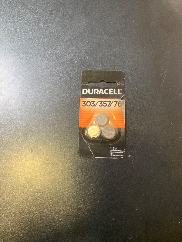 Photo 1 of Duracell 303/357/76 Silver Oxide Button Battery, 3 Count Pack, 303/357/76 1.5 Volt Battery, Long-Lasting For Watches, Devices, Calculators, And More