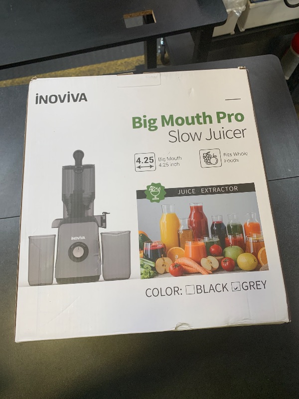 Photo 1 of Juicer Machines, INOVIVA Cold Press Juicer with 4.35" Large Feed Chute Fit Whole Fruits & Vegetables, Masticating Juicer Self Feeding Effortless for Batch Juicing, High Juice Yield, Easy to Clean