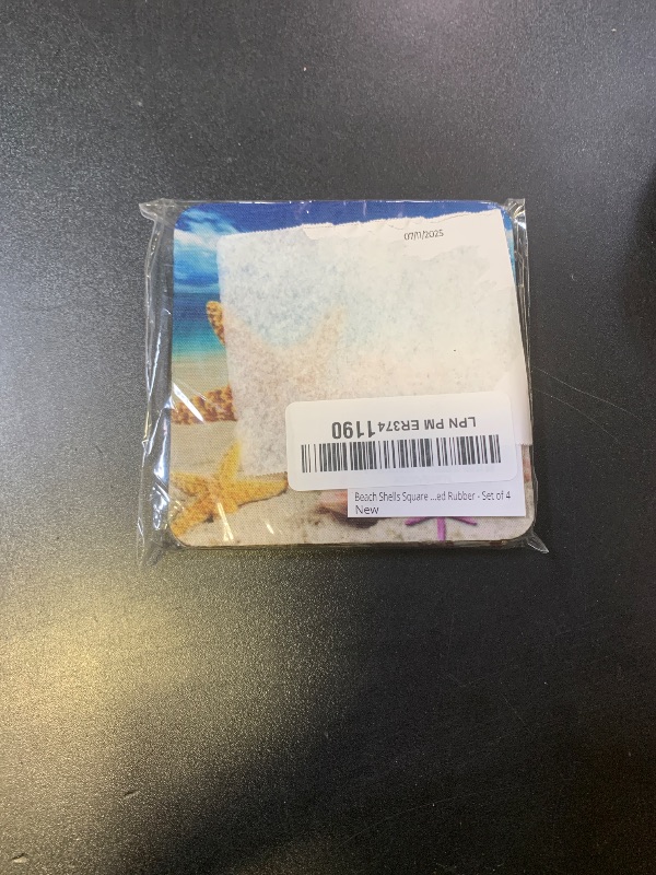Photo 1 of Beach Shells Square Coaster Set - Made of Recycled Rubber - Set of 4