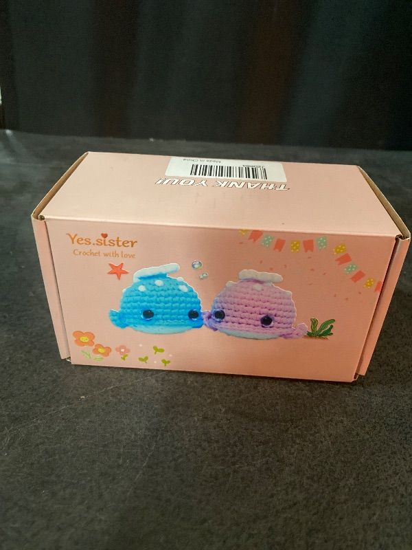 Photo 1 of DIY Crochet Kit 2 Whale Set Pink/Blue For Beginners