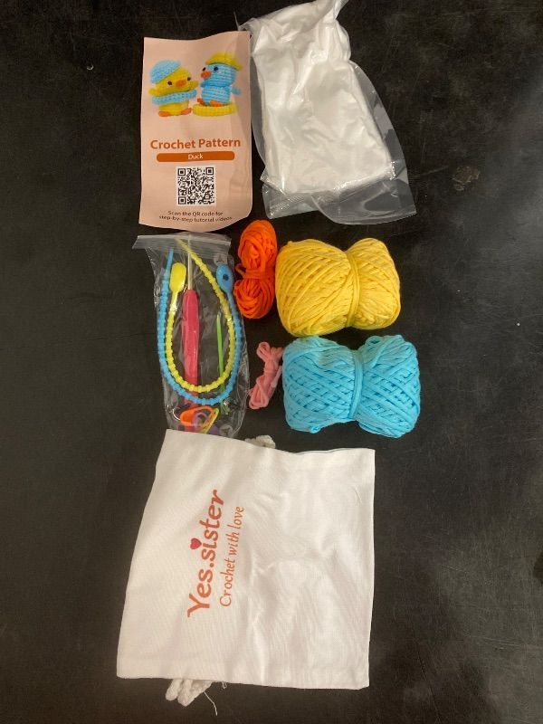 Photo 1 of DIY Crochet Kit for Beginners | Yellow & Blue Duck Set | Cotton Yarn | Video Tutorial & Instructions | Handmade Gift & Stress Relief