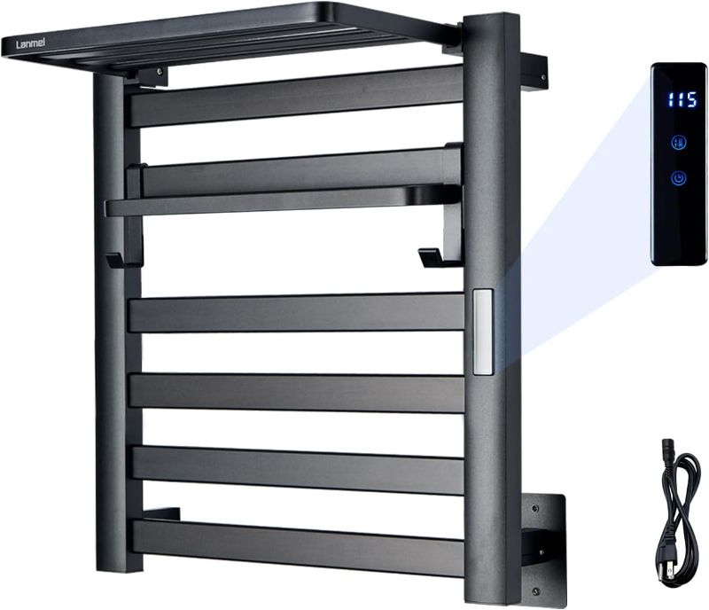 Photo 1 of 2 in 1 Towel Warmer Rack & Towel Rack Wall, 6 Bars Electric Wall Mounted Heated Towel Racks for Bathroom, 24H Time Setting and Temperature Control Heated Drying Rack