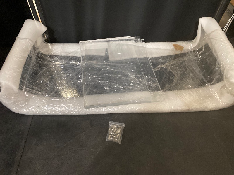 Photo 1 of 32inch Premium Clear Acrylic Rectangle Coffee Table for Living Room,Mid Century Transparent Waterfall Lowtea Table, Middle Size Table (32"x16"x16") Need Assembly Fit for 2 Seat Sofa