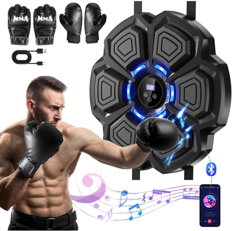 Photo 1 of 2025 Music Boxing Machine Upgrade - Smart Bluetooth,Two Pairs of Gloves.Multiple Modes.Wall-Mounted for Home/Office/Gym.Ideal for Adults and Kids.Space-Saving,Brings Fun Workouts and Family Fun