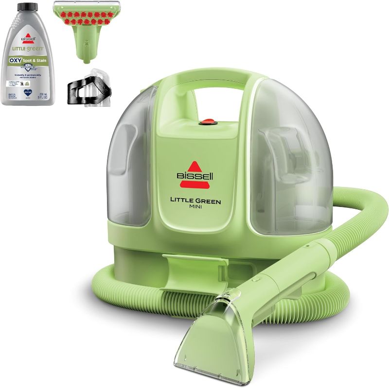 Photo 1 of BISSELL Little Green Mini Portable Carpet and Upholstery Deep Cleaner, Car/Auto Detailer, with HydroRinse Self-Cleaning Tool and 4" Tough Stain Tool, Tea Green