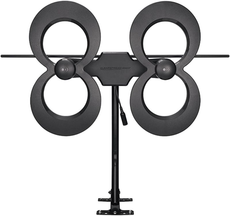 Photo 1 of Antennas Direct ClearStream 4MAX Indoor Outdoor TV Antenna, UHF VHF, Multi-Directional, 70+ Mile Range, 4K 8K UHD, NEXTGEN TV – w/ 20-inch Mast (Black)