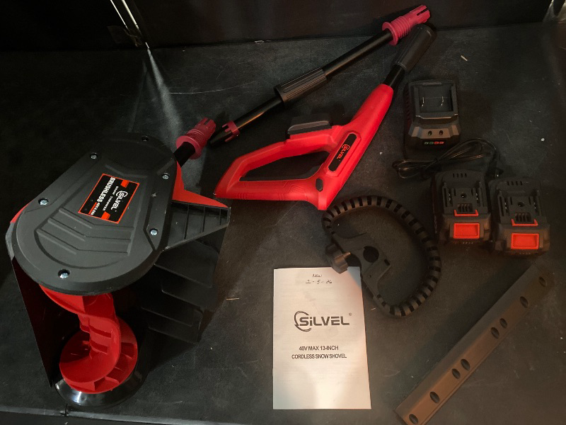 Photo 1 of 2026 Upgraded Cordless Snow Shovel with Ice Scraper, 1200W 9800r/min Electric Snow Blower with 2 x 4.0Ah Batteries & Ice Scraper, Foldable Handle Snow Shovel for Driveway Sidewalk (Red, 2 Battery)