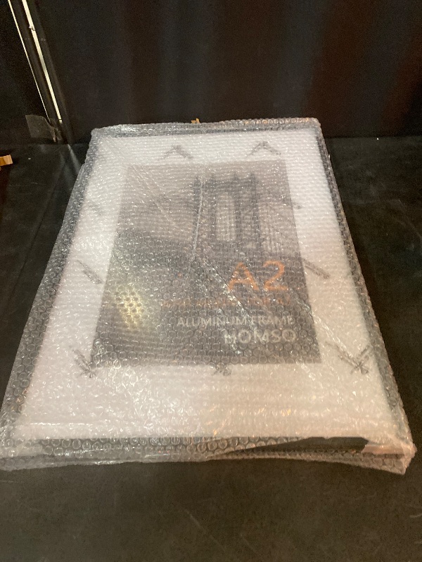 Photo 1 of A2 Frame in Black, Metal Thin Board Poster Picture Frame with Acrylic Plexiglass for Pictures A2 with Mat or 11.7x16.5 without Mat for Horizontal and Vertical