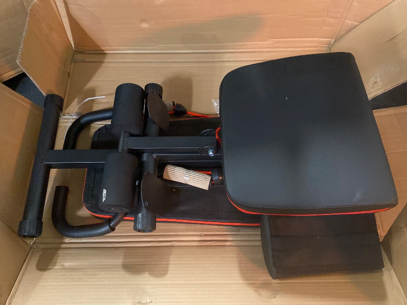 Photo 1 of Adjustable Exercise Chair for Home Gym – Foldable Back Extension Bench for Core, Hip & Lower Back Workout – Multi-Functional Hyperextension Bench with Tension Rope for Full-Body Exercise
