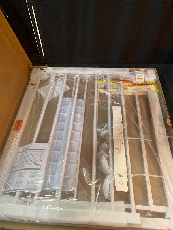 Photo 1 of Cumbor 29.7-48" Baby Gate for Stairs, Mom's Choice Awards Winner-Dog Gates for Doorways, Auto Close Safety Pet Gate for Dogs Indoor, Easy Install Pressure Mounted Child Gate with Walk Thru Door, White
