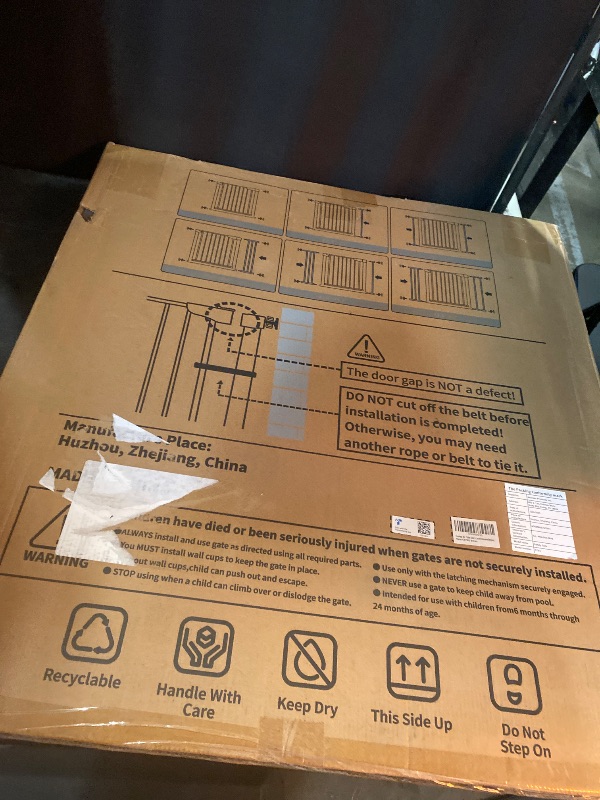 Photo 1 of Cumbor 29.7-46" Baby Gate for Stairs, Mom's Choice Awards Winner-Auto Close Dog Gate for the House, Easy Install Pressure Mounted Pet Gates for Doorways, Easy Walk Thru Wide Safety Gate for Dog, Brown