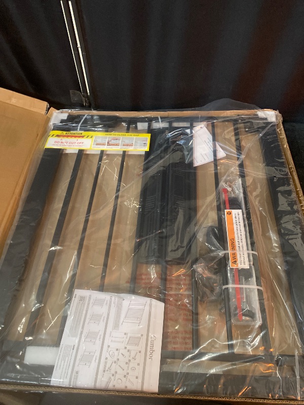 Photo 1 of Cumbor 29.7-40.6" Baby Gate for Stairs, Baby Essential Safety Gate, Mom's Choice Awards Winner-Dog Gate for Doorways, Pressure Mounted Auto-Close Pet Gates for Dogs Indoor, Durable Child Gate, Black