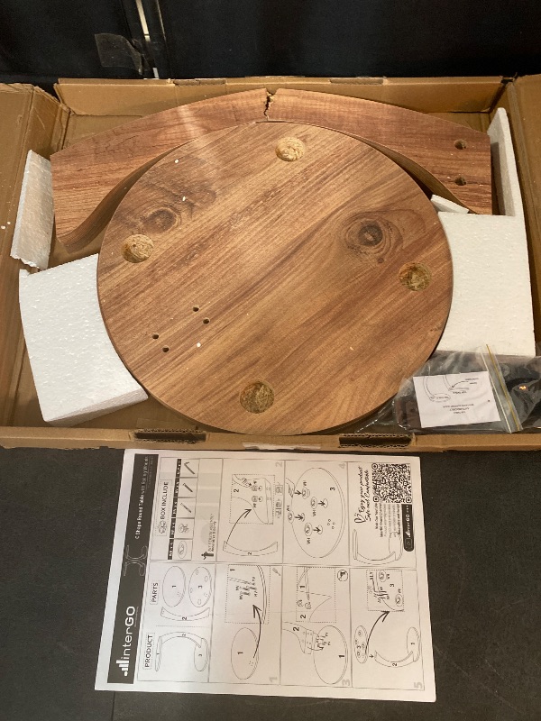 Photo 1 of C Shaped End Table for Couch Small Places, Space Saver Round Side Table for Sofa and Bedside with Wheels, Coffee and Eating Snack Time Tray for Living Room, Office (Natural)