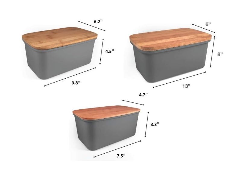 Photo 1 of (check) 3 Pack Storage Bins with Bamboo Lids, Plastic Storage Containers with Lids Stackable Storage Box, Storage Baskets for Organizing