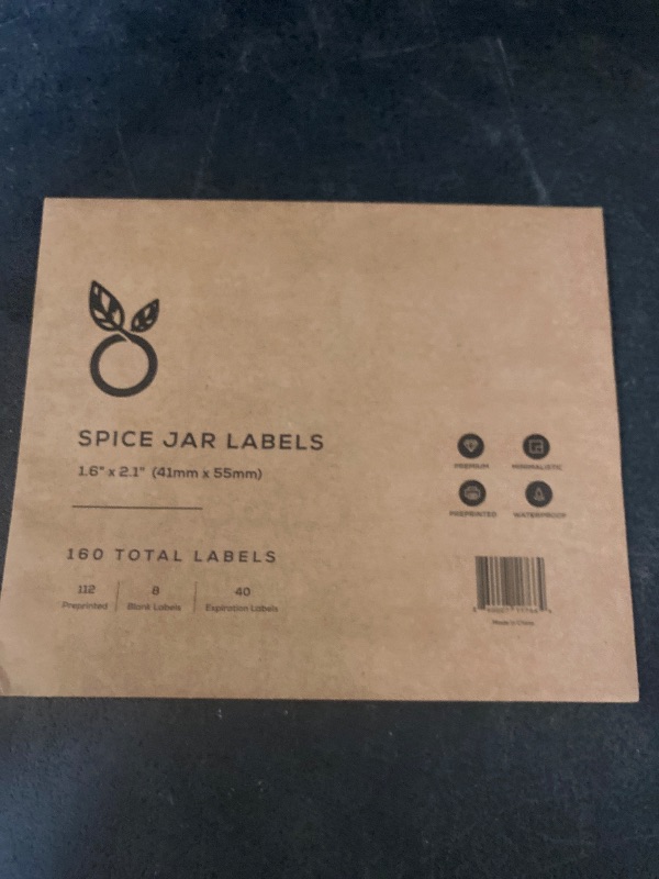 Photo 1 of 160 Waterproof Spice Jar Labels Preprinted 2.1x1.6in Spice Label for Empty Spice Jars. 112 Spice Stickers, 8 Blank Pantry Labels and 40 Expiry Labels for Seasoning Containers