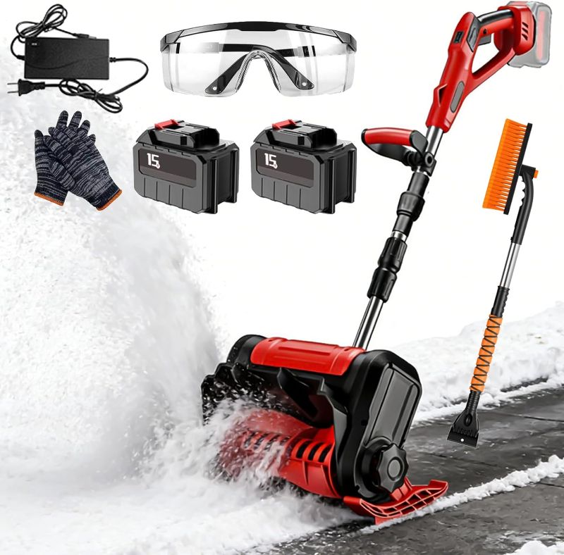 Photo 1 of Brushless Cordless Snow Shovel, 40V Powerful Motor Battery Powered Snow Shovel with 2×4.0Ah Batteries, 50Min Runtime Electric Snow Shovel Cordless for Driveways, Walkways, Patios (A*2 Batteries)