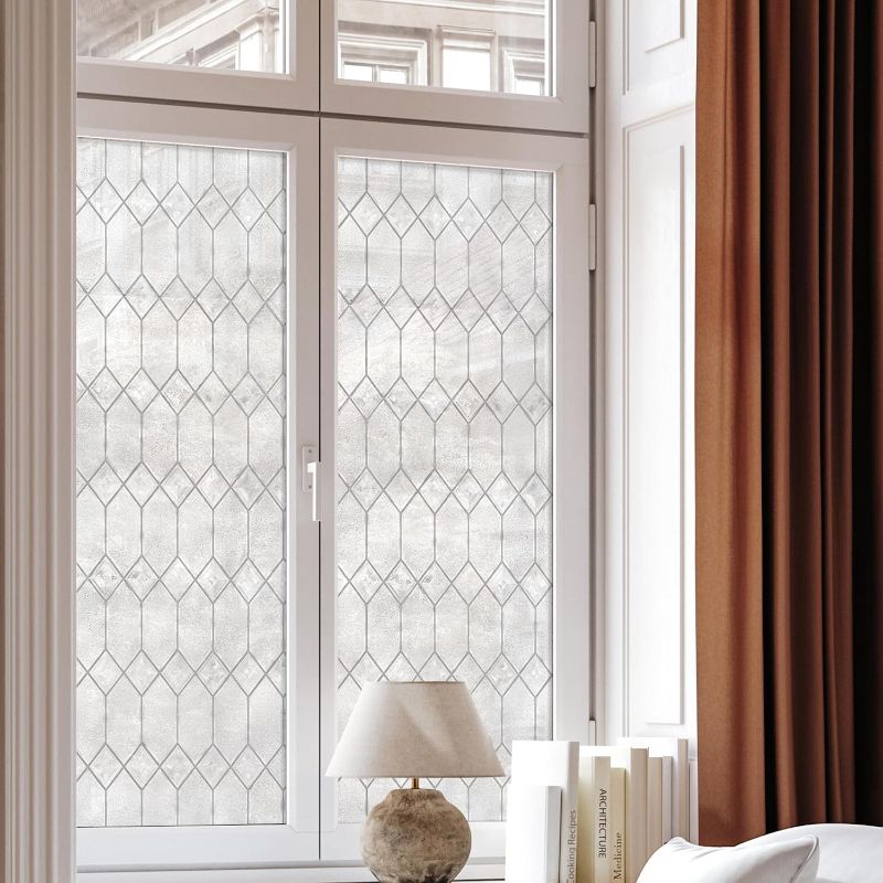 Photo 1 of Artscape Old English 36 x 72 Inch Window Film, Made in USA – Provides Privacy, Non-Adhesive, Textured Leaded Glass Pattern, UV Protection, Easy to Apply and Removable