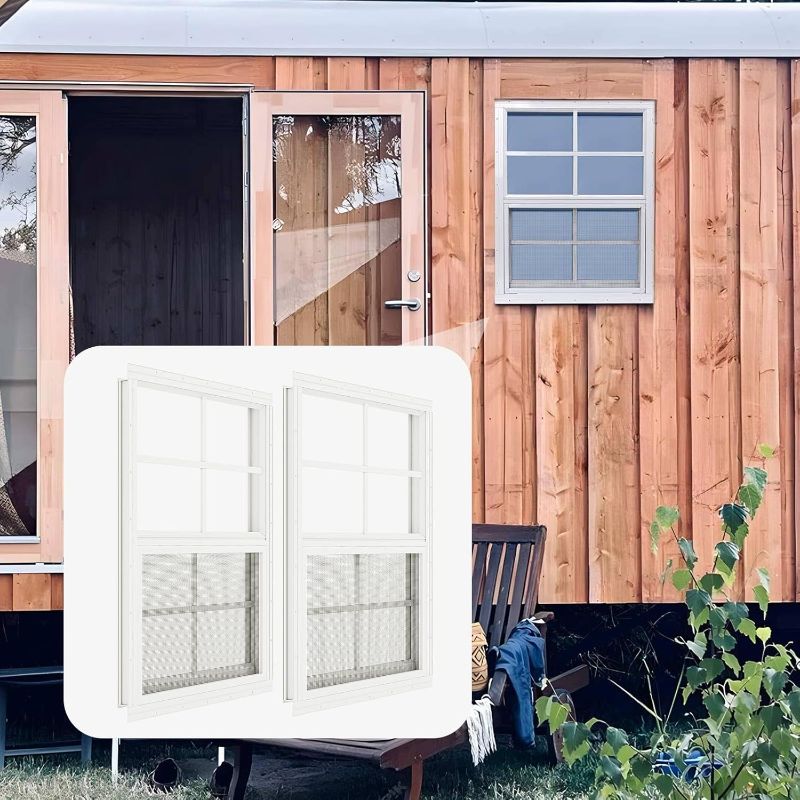 Photo 1 of 2 Pack Shed Windows 24" x 36" Flush Mount Window with Tempered Glass,House Small Windows,Household Sliding Windows for Chicken Coop, Playhouse, Household, Garage