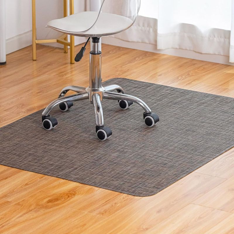 Photo 1 of Office Chair Mat for Hardwood Floor Under Desk Computer Rolling Chair Mat for Wood/Tile Floor Non-Slip Heavy Duty Desk Rug PVC Plastic Hard Floor Protector 36" x 48" (Dark Walnut)