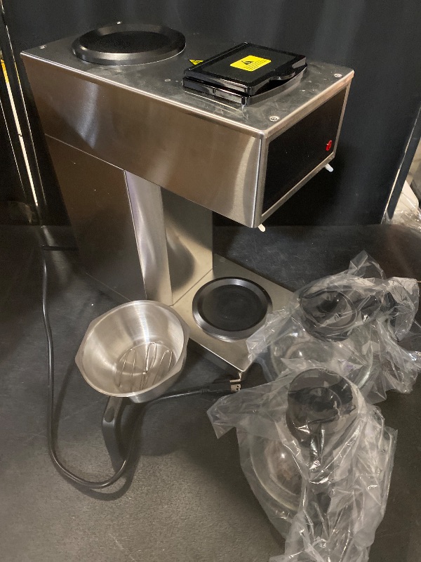 Photo 1 of 12 Cup Coffee Maker Commercial, Pour Over Coffee Maker Brewer, Industrial Stainless Steel Cafetera with 2 Warmers
