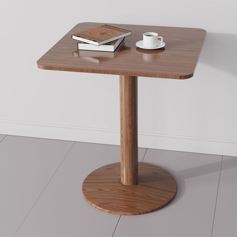 Photo 1 of 2 Pack 23.62" Mid-Century Modern Square Dining Table for 2 People, Small Dining Room Table with Sturdy Pedestal, Square Kitchen Table for Dining Room, Kitchen, Living Room, Restaurants, Cafes |Table Top 24x24”, Pole 26”x3”, Base 17” x 17”