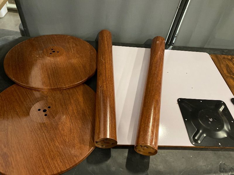 Photo 1 of 2 Pack 23.62" Mid-Century Modern Square Dining Table for 2 People, Small Dining Room Table with Sturdy Pedestal, Square Kitchen Table for Dining Room, Kitchen, Living Room, Restaurants, Cafes |Table Top 24x24”, Pole 26”x3”, Base 17” x 17”