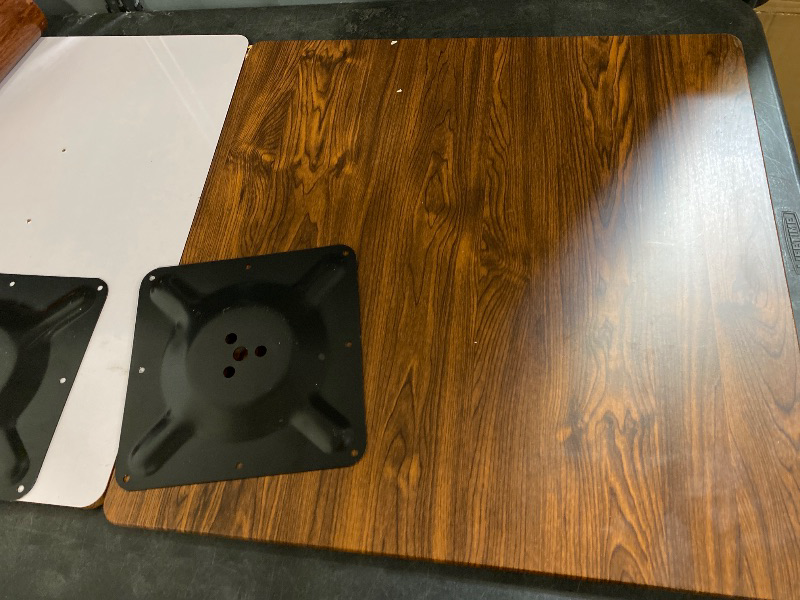 Photo 1 of 2 Pack 23.62" Mid-Century Modern Square Dining Table for 2 People, Small Dining Room Table with Sturdy Pedestal, Square Kitchen Table for Dining Room, Kitchen, Living Room, Restaurants, Cafes |Table Top 24x24”, Pole 26”x3”, Base 17” x 17”