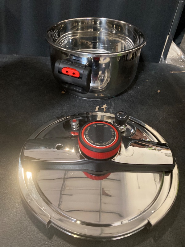 Photo 1 of BreeRainz 3-In-1 Stainless Steel Pressure Cooker 8.45QT, 3-Stage PSI Settings, One-Hand Locking,Explosion-Proof Pot w/Extra Glass Lid, Timer, Steaming Rack