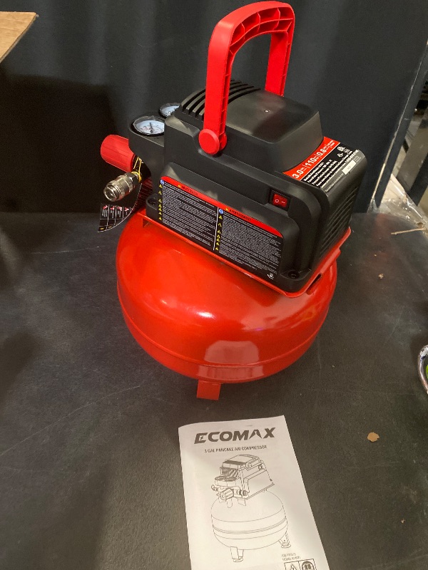 Photo 1 of ECOMAX Air Compressor 3 Gallon 110 PSI Pancake Portable Oil-free Tank No accessory Version