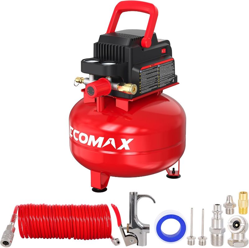 Photo 1 of ECOMAX Air Compressor 3 Gallon 110 PSI Pancake Portable Oil-free Tank No accessory Version