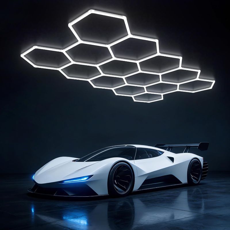 Photo 1 of Hexagon LED Garage Light-456W 54720LM Super Bright 5000K Honeycomb Light for Warehouse, Basement, Auto Shop