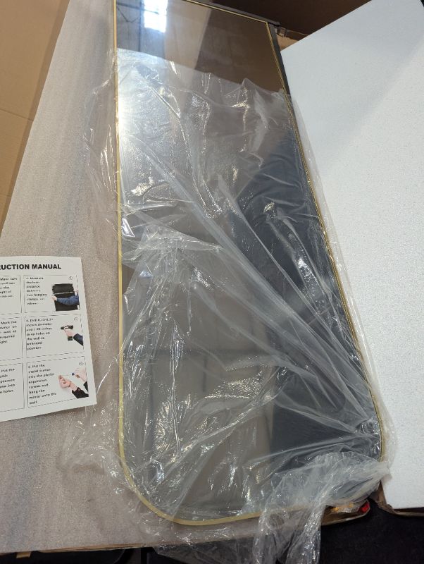 Photo 1 of Full Length Mirror, 56"x21" Mirror Full Length with Stand, Gold Domed Top Square-Edged Floor Mirror with Aluminum Alloy Frame for Bedroom Living Room