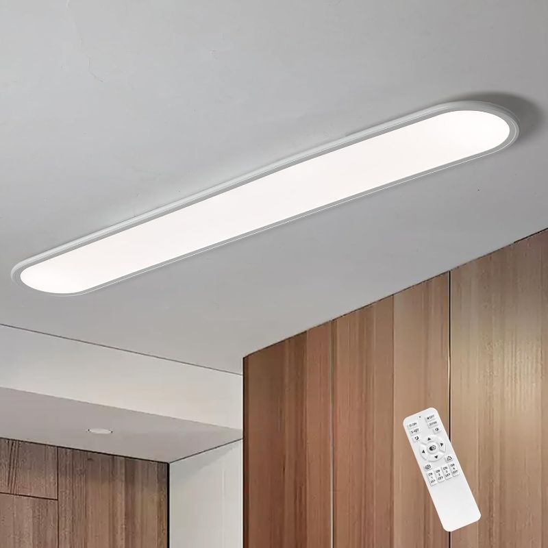 Photo 1 of 4FT LED Flush Mount Ceiling Light, 51W Dimmable Modern Linear Kitchen Ceiling Lamp, High Brightness Low Profile Long Ceiling Light Fixture for Shop Lighting Home Closet Laundry, White