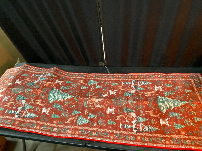 Photo 1 of Christmas Runner Rug, 2x6 Red Washable Rugs Runner for Hallway, Soft Non Slip Xmas Santa Claus Print Elk Kitchen Runner Rug, Low Pile Holiday Throw Carpet for Bathroom Entry Bedroom