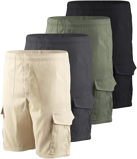Photo 1 of 3XL Men's 4 Pack Classic Cargo Shorts 10 Inseam,4 Pockets Walking Shorts Casual Lightweight with Waistband Drawstring