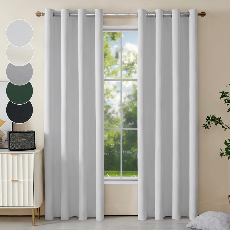 View 1 of 2 Panels Set Blackout Curtains Drapes, Room Darkening Insulated Thermal Window Panels for Bedroom, Living Room, Elegant Decorative Thicken Window Treatments, 52 X 52 in
