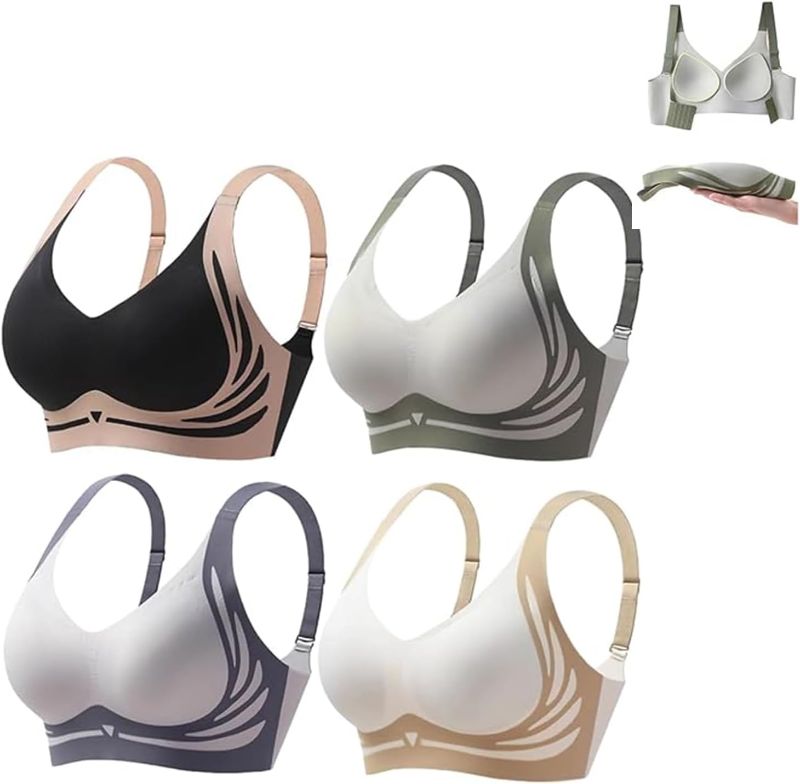 View 1 of (unknown size) Wireless Push Up Bra,Eversocute Bras for Senior Women,Soft Comfortable Gather Bra