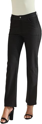 View 1 of L Women’s Stretch Jeggings Pull-On Straight Leg Jean Leggings with 4 Pockets and Belt Loops Available in Plus Size