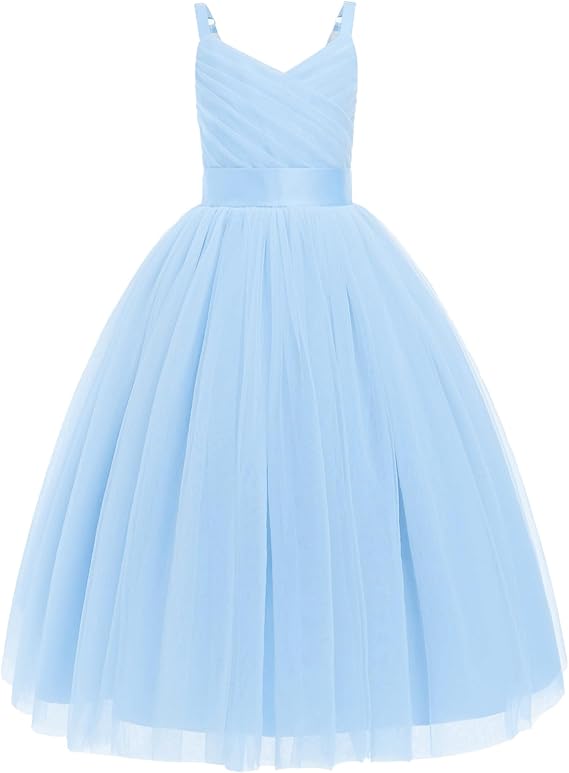 Photo 1 of 6Y Flower Girls Dress Spaghetti Strap Long A Line Formal Wedding Pageant Princess Birthday Party Dance Gown
