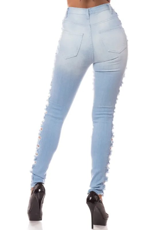 Photo 1 of L High Waisted Skinny Jeans Light Wash Denim