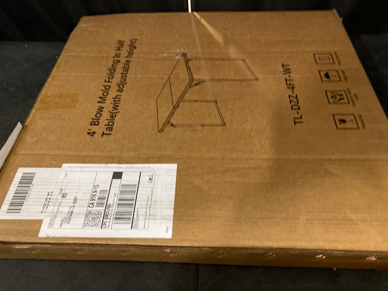 Photo 1 of 4ft Folding Table, 48 x 24 Inch Indoor Outdoor Foldable Plastic Folding Tables, Height Adjustable Portable Rectangular Utility Card Table w/Handle, for Picnic, Party, Dining, Camping, White