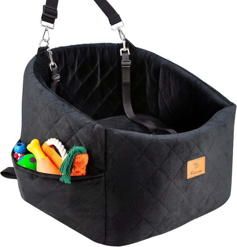 Photo 1 of Dog Car Seat for Small Dogs, Memory Foam Dog Booster Car Seats with Thick Cushion for Dogs Under 30lbs, Detachable Washable Pet Travel Bed with Storage Pockets and 2 Safety Belt