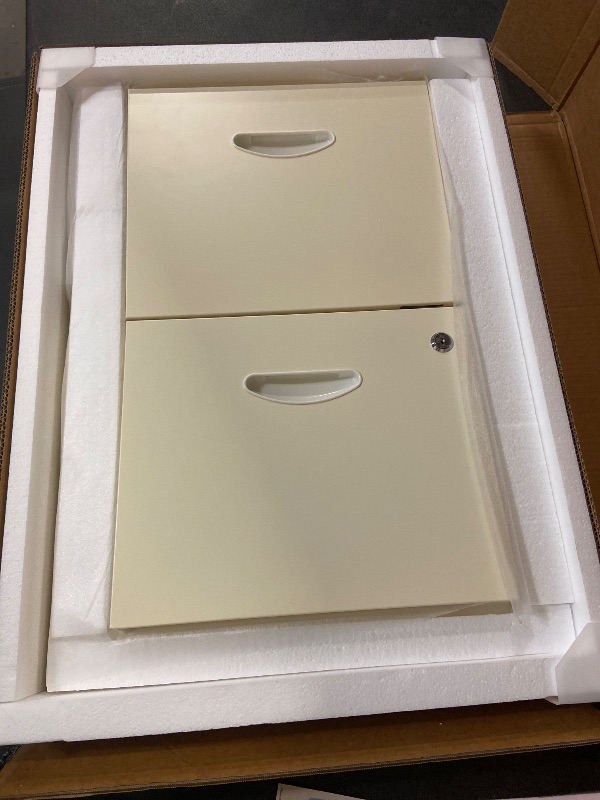 Photo 1 of 2 Drawer File Cabinet with Lock,Small Filing Cabinet for Home Office, Metal Vertical File Under Desk Cabinets for A4/Letter, Assembly Required, Cream