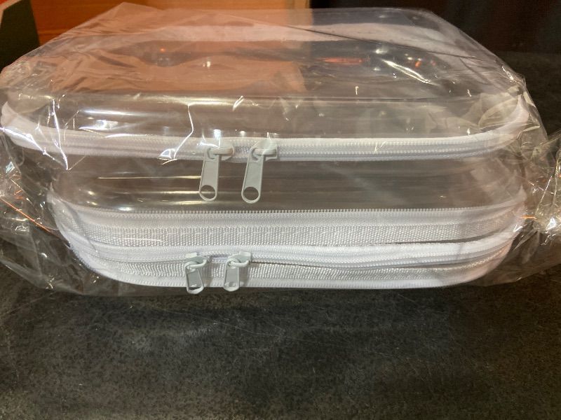 Photo 1 of Aimery 2 Pack Clear Hard Shell Zipper Case Large, Clear Plastic Zip Pencil Case Hard Shell, Portable Storage Zipper Pouch For Snacks Toy Cosmetics Toiletries